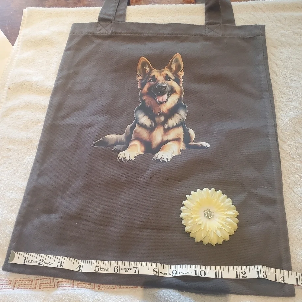 Dog Tote Bag with German Shepherd Print - Brown